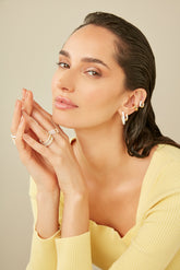 Silver Versatile Hoop, Yellow Gold Plating, Natural White Topaz+ Give Magic Gift